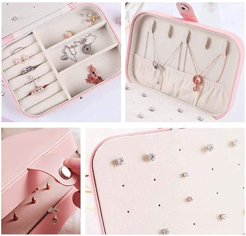 PU Leather Jewelry Organizer Box – Portable Zipper Storage Case