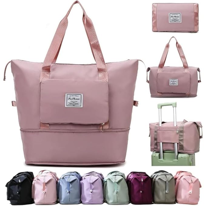 Women's Large Capacity Waterproof Travel Tote Bag - Foldable & Expandable Oxford Fabric Duffel Bag
