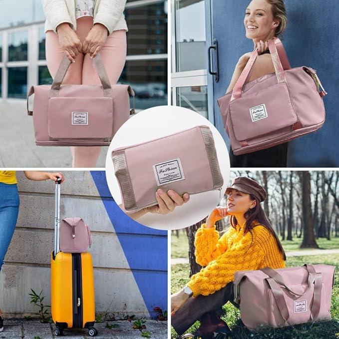 Women's Large Capacity Waterproof Travel Tote Bag - Foldable & Expandable Oxford Fabric Duffel Bag