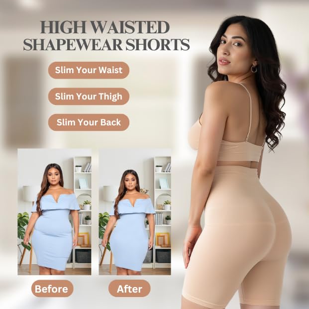 Nature Thread Women's High Waist Tummy Tucker Shapewear – Breathable Control Body Shaper with Anti-Roll Design (Free-Size) (Waist Size Fits : 34 to 40 Inch)