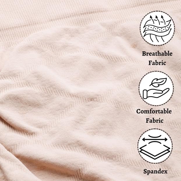 Nature Thread Women's High Waist Tummy Tucker Shapewear – Breathable Control Body Shaper with Anti-Roll Design (Free-Size) (Waist Size Fits : 34 to 40 Inch)