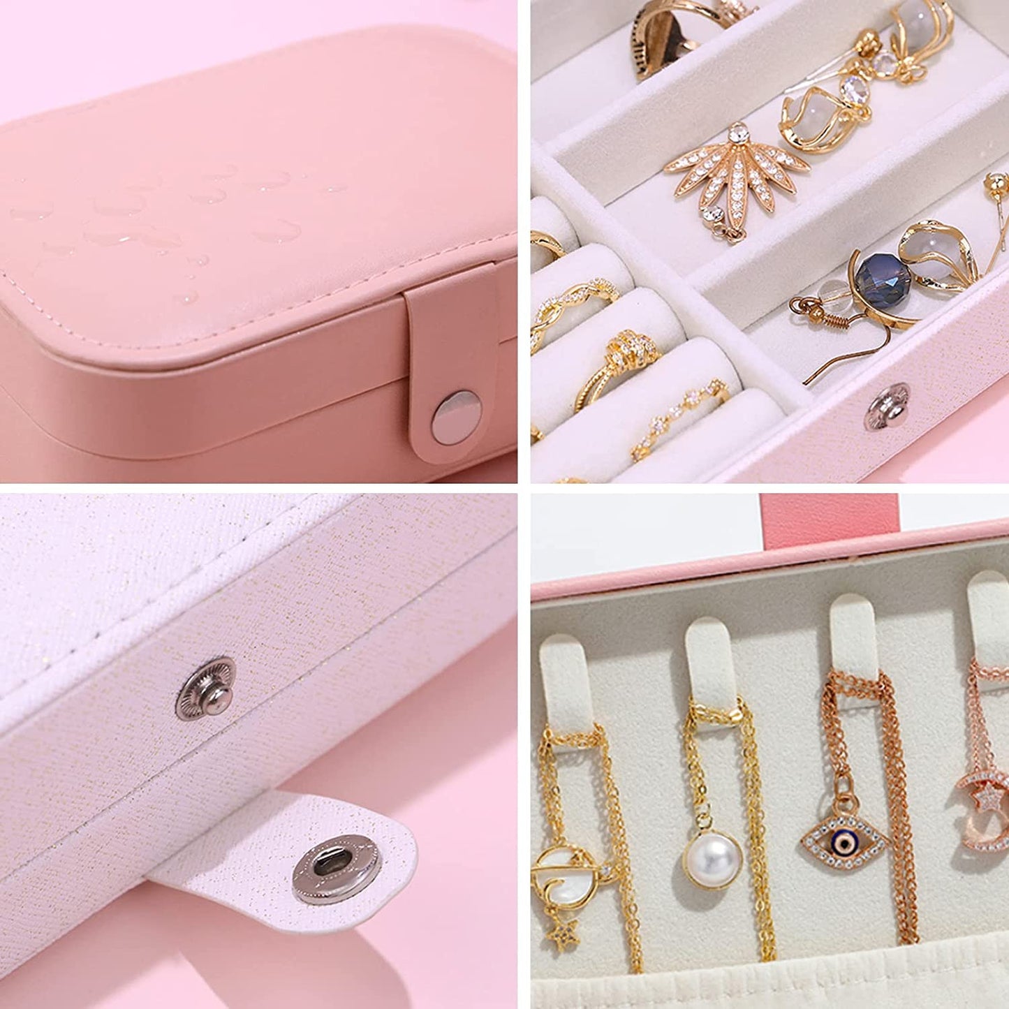 PU Leather Jewelry Organizer Box – Portable Zipper Storage Case