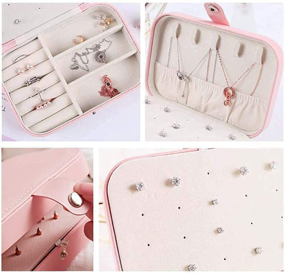 PU Leather Jewelry Organizer Box – Portable Zipper Storage Case