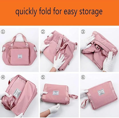 Women's Large Capacity Waterproof Travel Tote Bag - Foldable & Expandable Oxford Fabric Duffel Bag