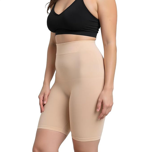 Nature Thread Women's High Waist Tummy Tucker Shapewear – Breathable Control Body Shaper with Anti-Roll Design (Free-Size) (Waist Size Fits : 34 to 40 Inch)