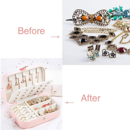 PU Leather Jewelry Organizer Box – Portable Zipper Storage Case