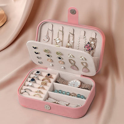 PU Leather Jewelry Organizer Box – Portable Zipper Storage Case