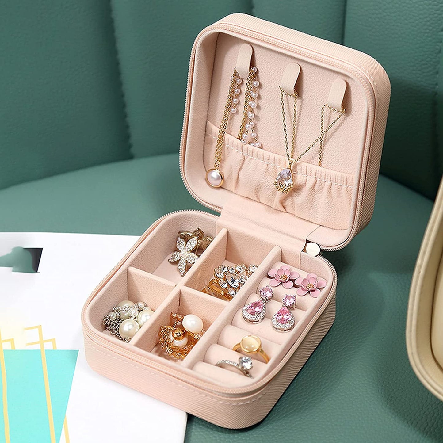 Mini Jewelry Organizer Box – Portable PU Leather Travel Case