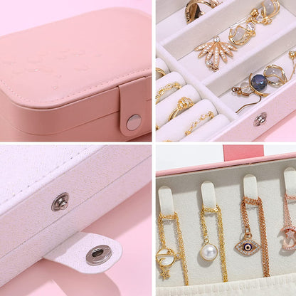 PU Leather Jewelry Organizer Box – Portable Zipper Storage Case
